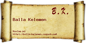 Balla Kelemen névjegykártya